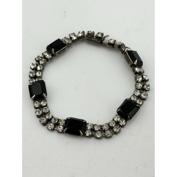 Vintage black rhinestone bracelet - Picture 3 of 5